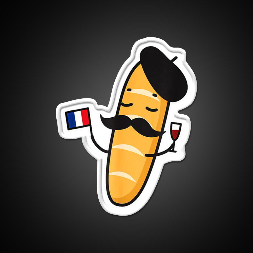 French Baguette Holding A French Flag And Wine Beer Bar Decor Led Neon Sign Rgb Color - LED neon sign view 11