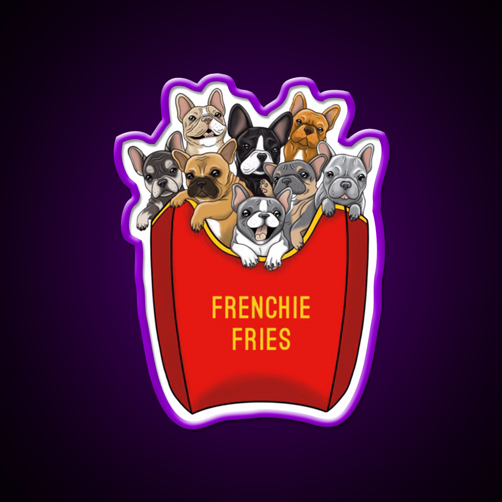 French Bulldog Frenchie Fries Fast Food Led Neon Sign For Burger Place Rgb Color - Shineneon