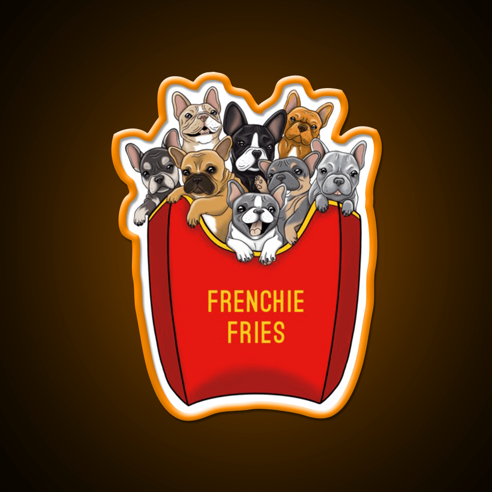 French Bulldog Frenchie Fries Fast Food Led Neon Sign For Burger Place Rgb Color - Shineneon