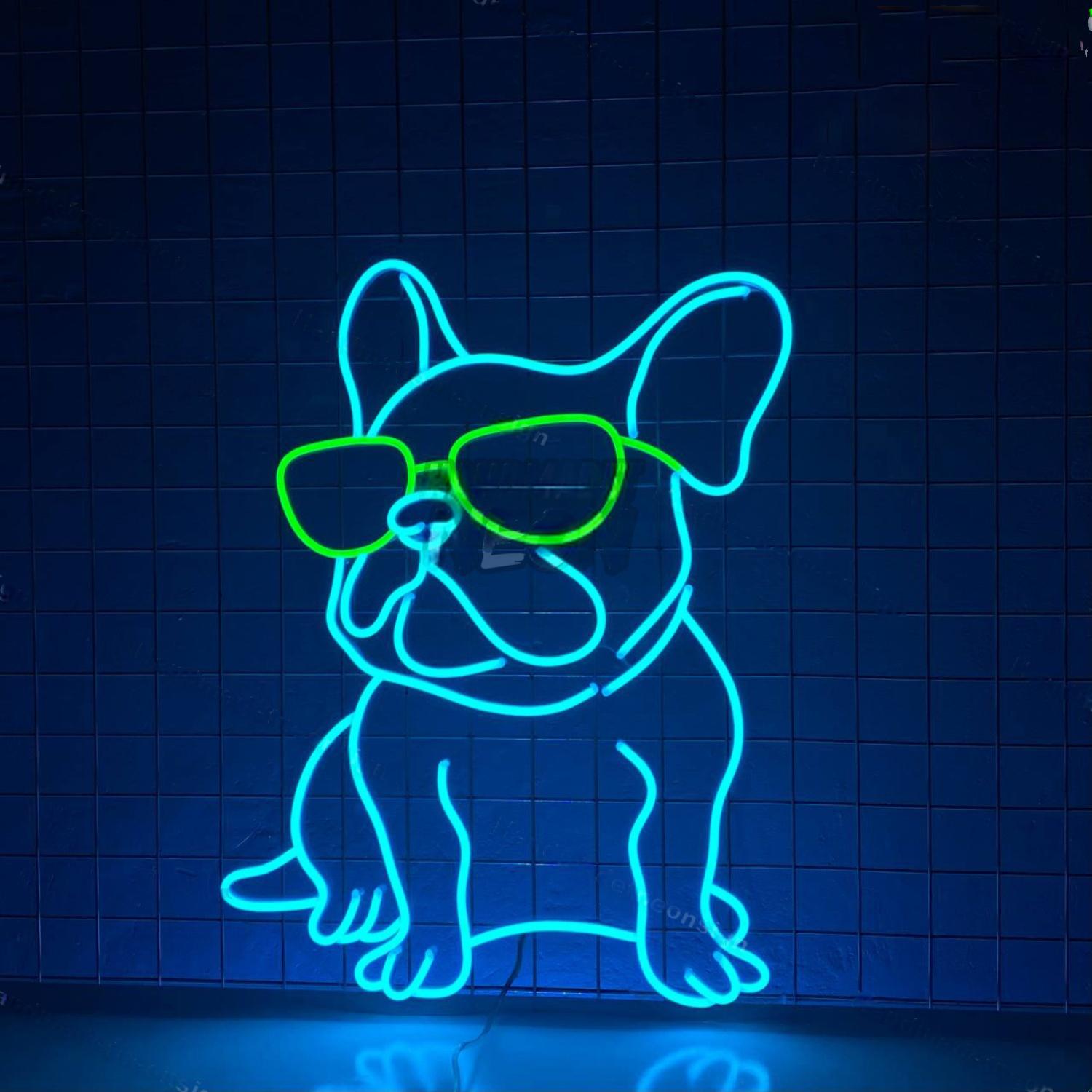 French Bulldog Glasses Led Neon Sign Pet Animal Room Decor | Shineneon