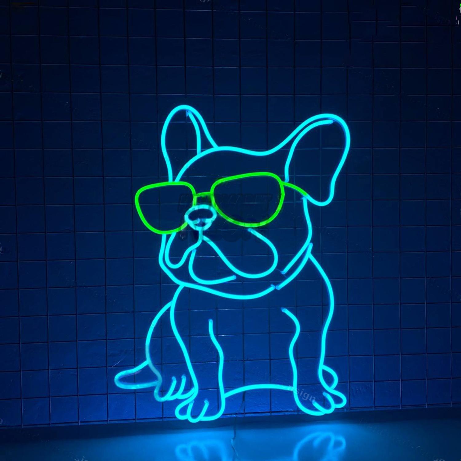 French Bulldog Glasses Led Neon Sign Pet Animal Room Decor | Shineneon