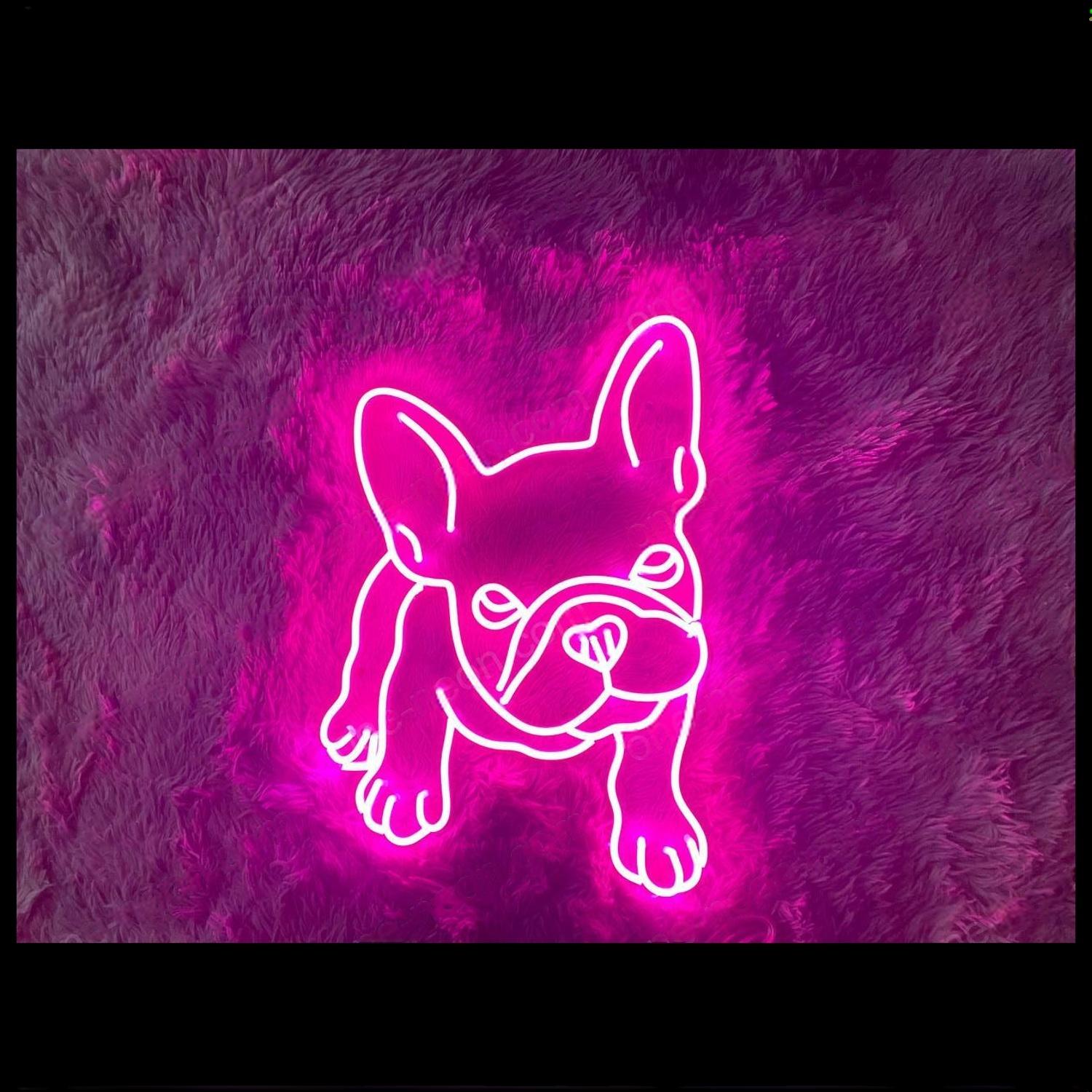 French Bulldog Pink Silhouette Led Neon Sign For Pet Shop Home Decor | Shineneon