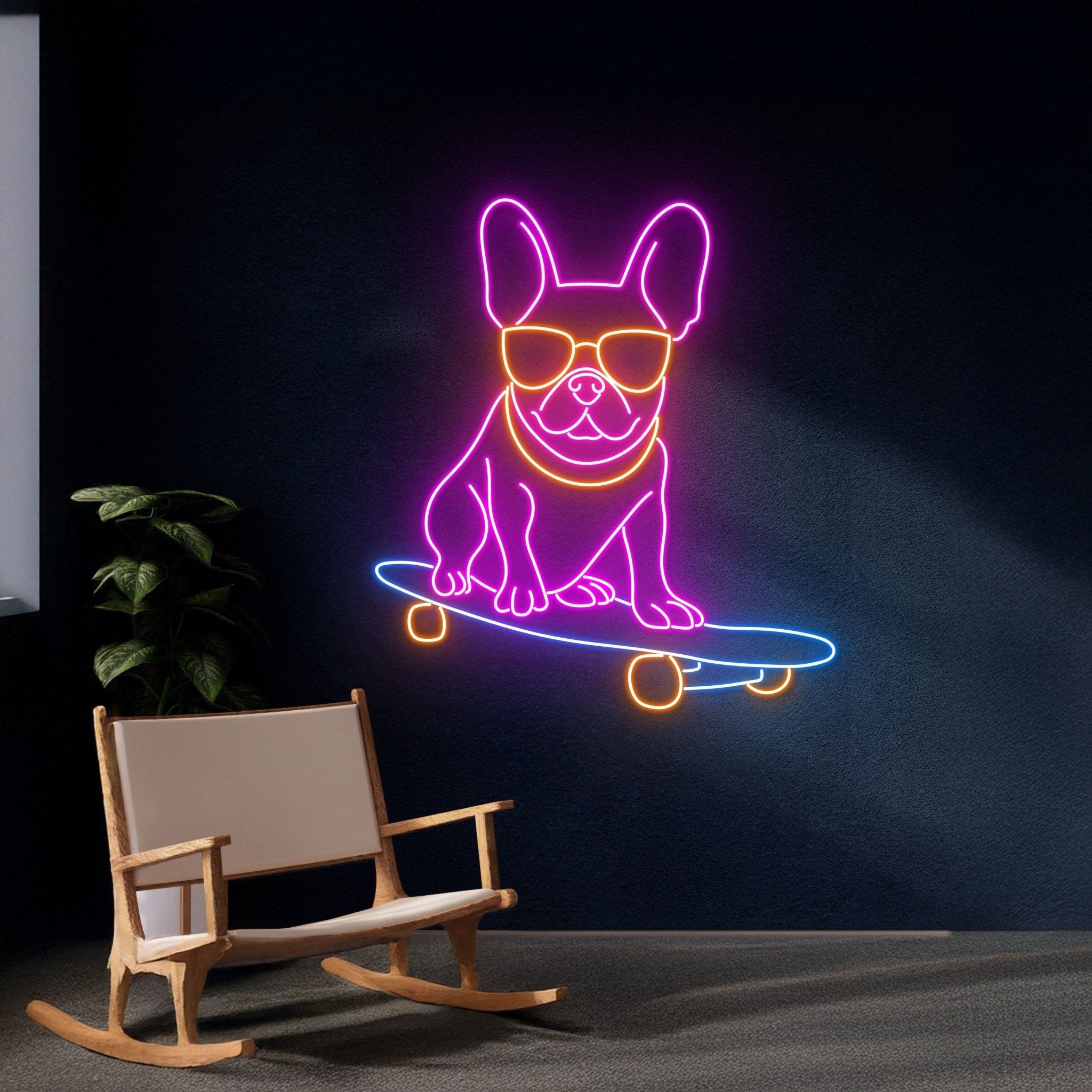 French Bulldog Skateboarding Led Neon Sign - Shineneon