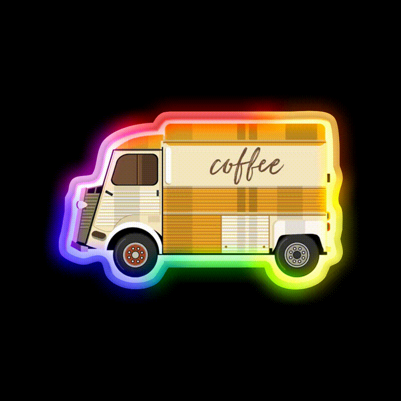 French Classic Van Truck Fast Food Led Neon Sign For Burger Place Rgb Color - LED neon sign close-up detail