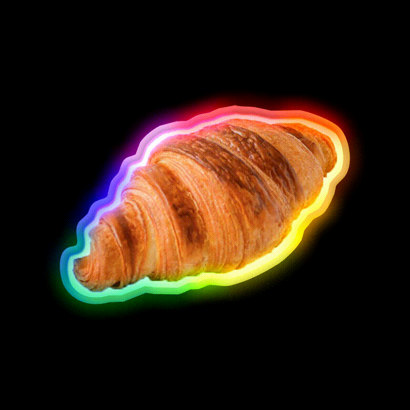 French Croissant Snack Food Led Neon Sign Rgb Color - LED neon sign close-up detail