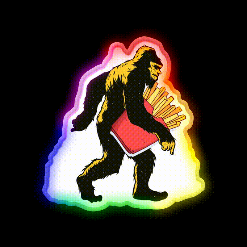 French Fries Bigfoot Fast Food Led Neon Sign For Burger Place Rgb Color - LED neon sign close-up detail