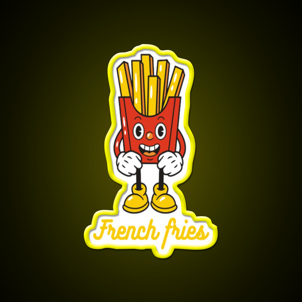 French Fries Fast Food Led Neon Sign For Burger Place Artwork Neon Sign Rgb Color - Custom LED neon sign front view