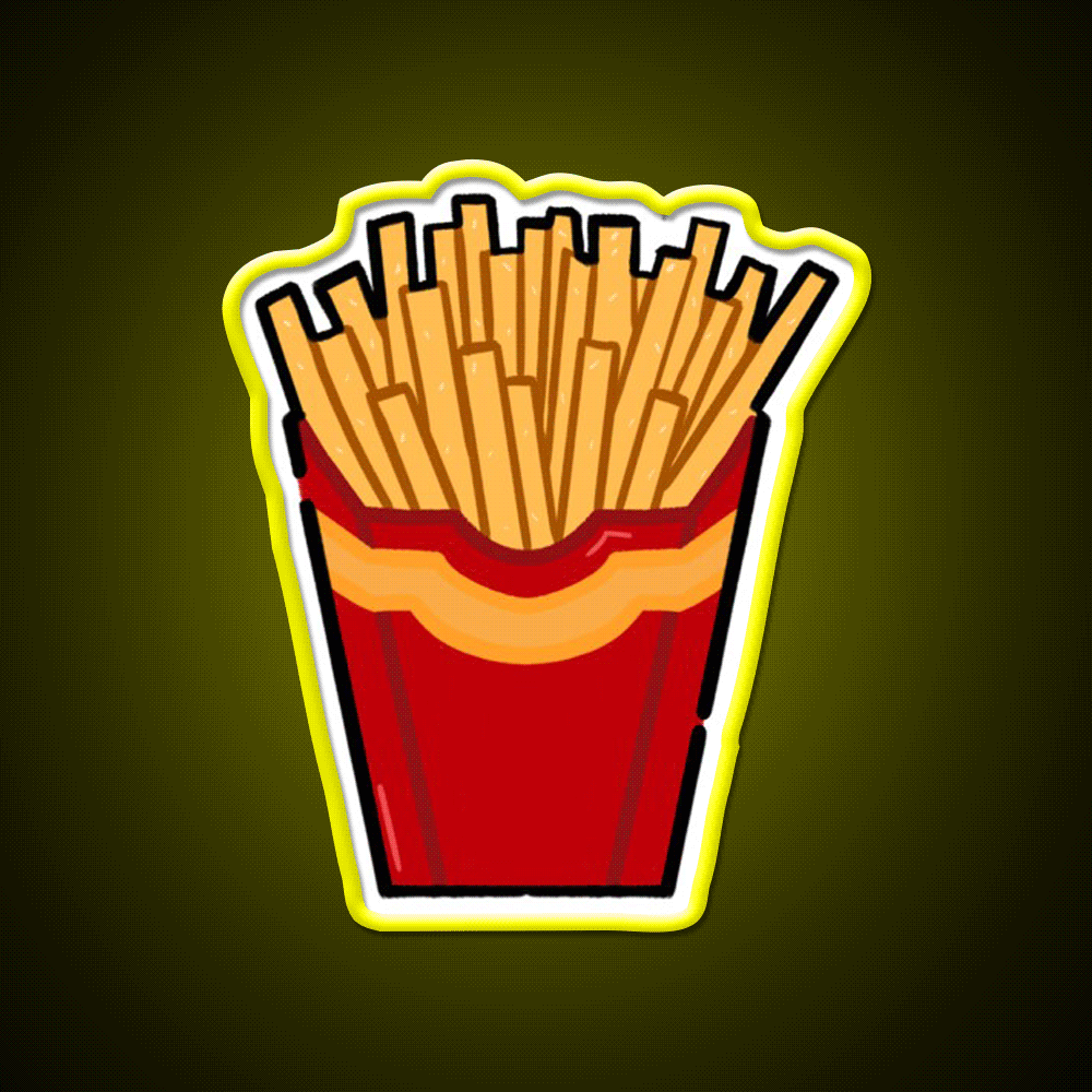 French Fries Fast Food Led Neon Sign For Burger Place Fries Neon Sign Rgb Color - Custom LED neon sign front view