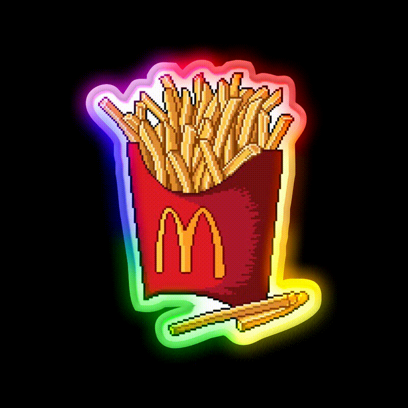 French Fries Fast Food Led Neon Sign For Burger Place Open Food Sign Rgb Color - LED neon sign close-up detail