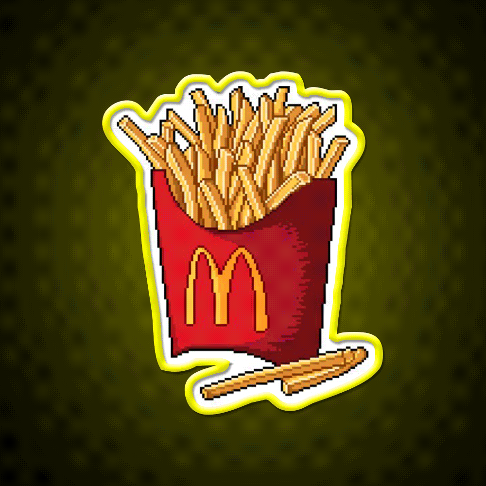 French Fries Fast Food Led Neon Sign For Burger Place Open Food Sign Rgb Color - Custom LED neon sign front view