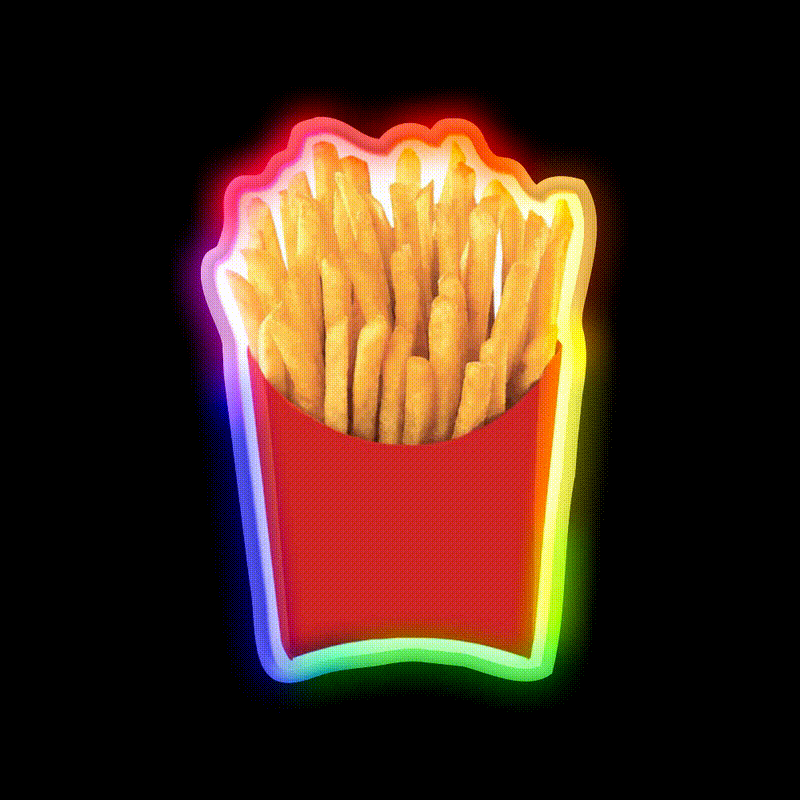 French Fries Fast Food Led Neon Sign For Burger Place Restaurant Neon Sign Rgb Color - LED neon sign close-up detail