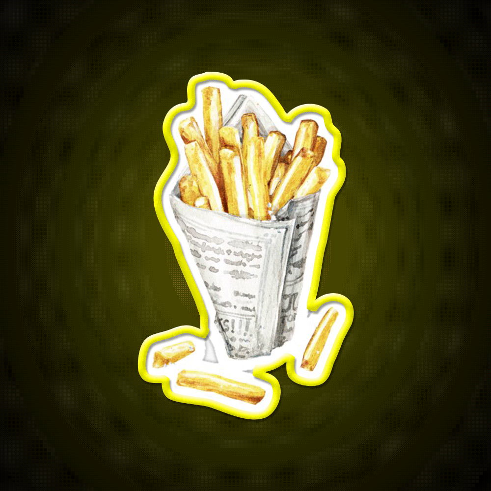French Fries Fast Food Led Neon Sign For Burger Place Rgb Color - Custom LED neon sign front view