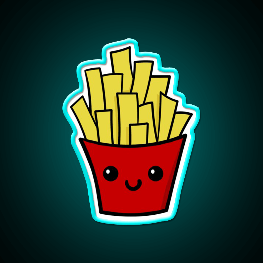 French Fries Fast Food Led Neon Sign For Burger Place Uv Printed Neon Sign Rgb Color - Shineneon