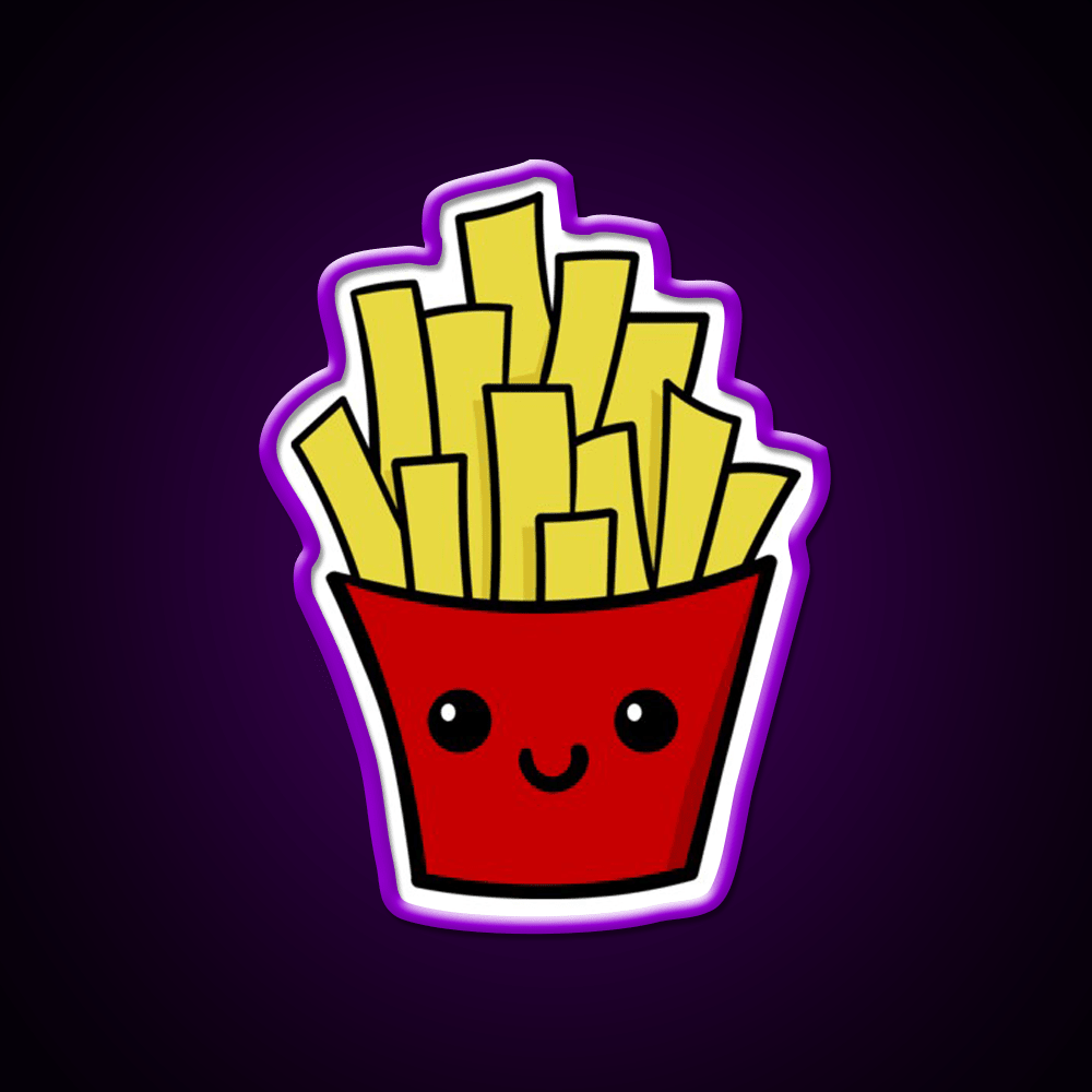 French Fries Fast Food Led Neon Sign For Burger Place Uv Printed Neon Sign Rgb Color - Shineneon