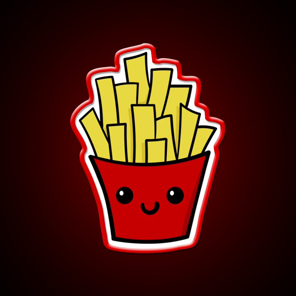French Fries Fast Food Led Neon Sign For Burger Place Uv Printed Neon Sign Rgb Color - Shineneon