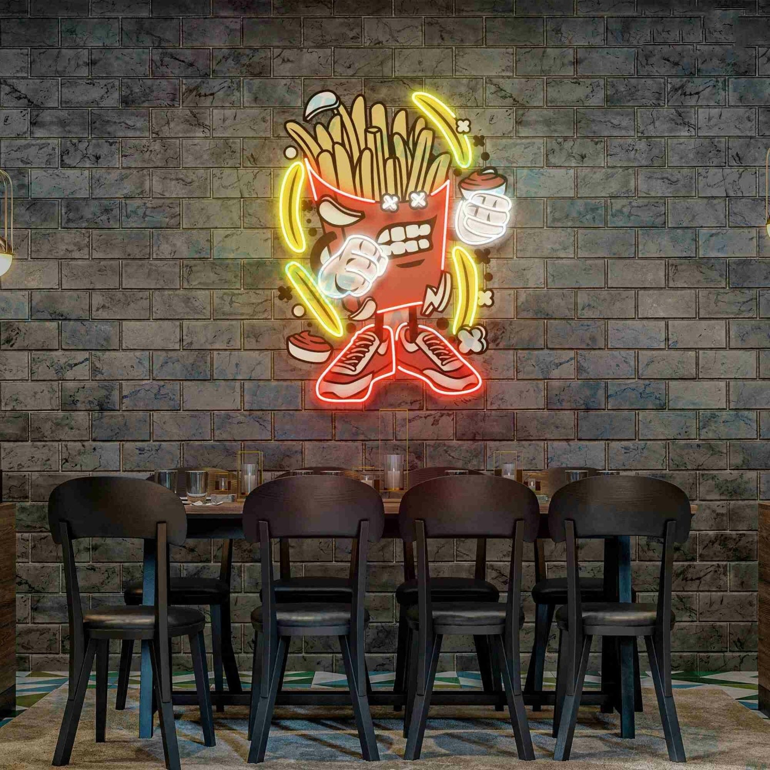 French Fries Led Uv Led Neon Sign Restaurant Wall Decor | Shineneon