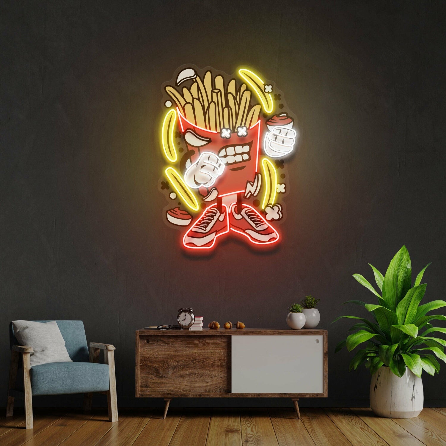 French Fries Led Uv Led Neon Sign Restaurant Wall Decor | Shineneon
