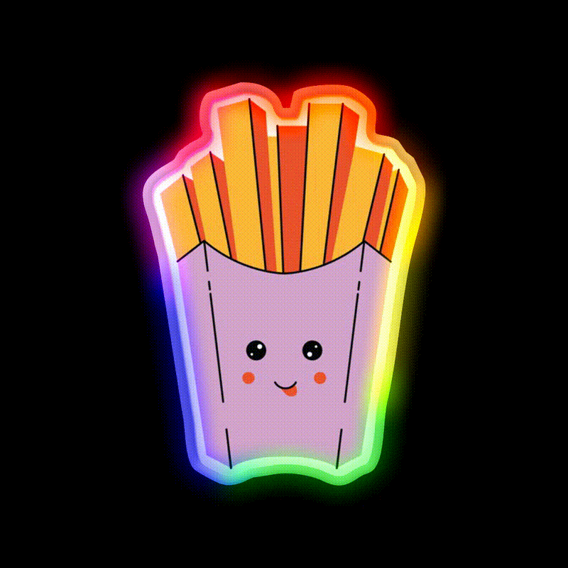 French Fries Snack Food Led Neon Sign Snack Food Led Neon Sign Rgb Color - LED neon sign close-up detail