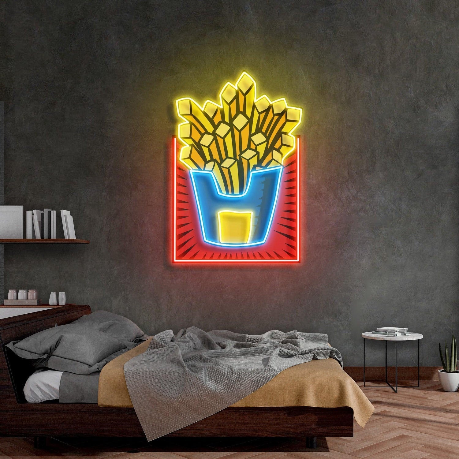 French Fries Uv Printed Led Neon Sign With Radiant Colors For Fast Food Decor | Shineneon