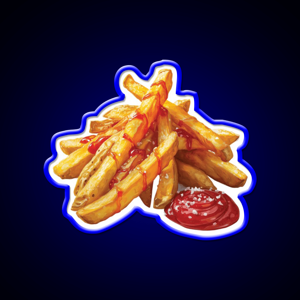 French Fries With Ketchup And Sea Salt Snack Food Led Neon Sign Rgb Color - Shineneon