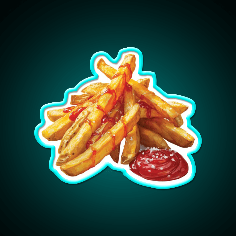 French Fries With Ketchup And Sea Salt Snack Food Led Neon Sign Rgb Color - Shineneon