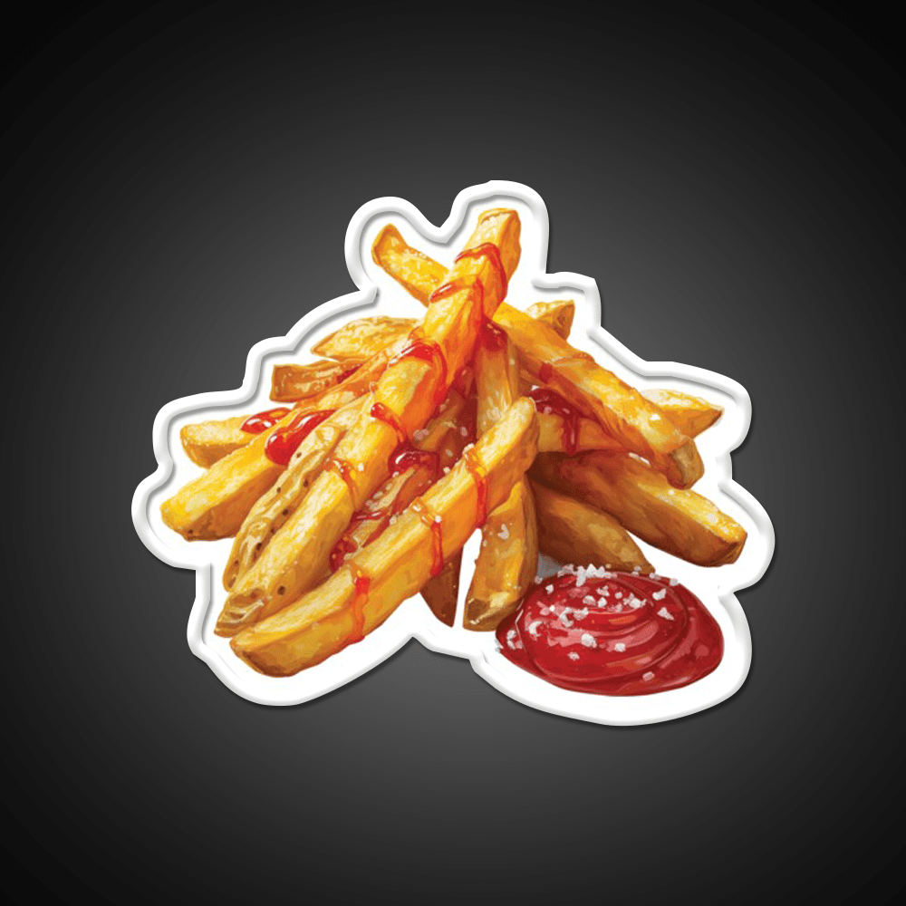 French Fries With Ketchup And Sea Salt Snack Food Led Neon Sign Rgb Color - Shineneon