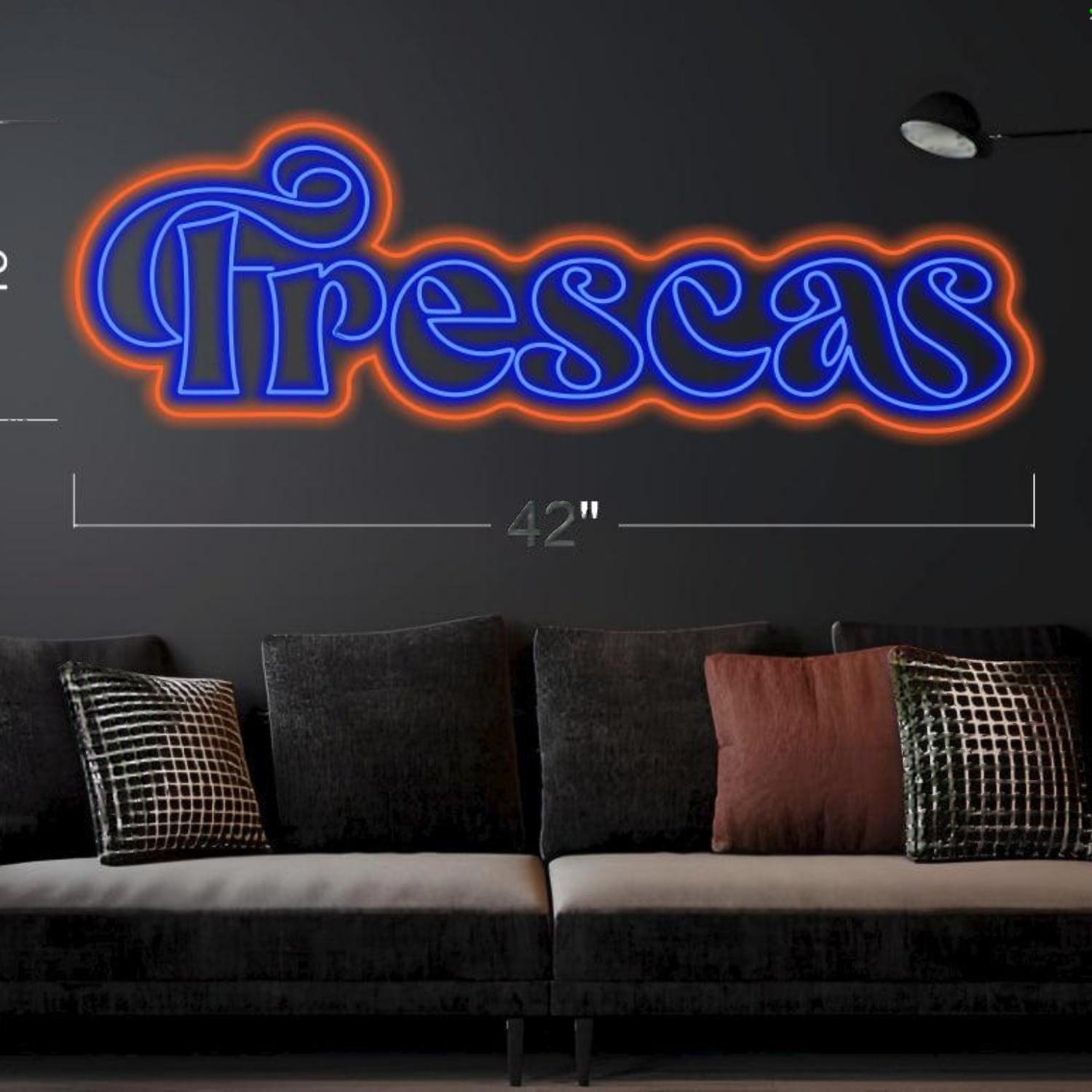 Frescas Blue-Orange Script Led Neon Sign For Home Bar Restaurant Decor | Shineneon