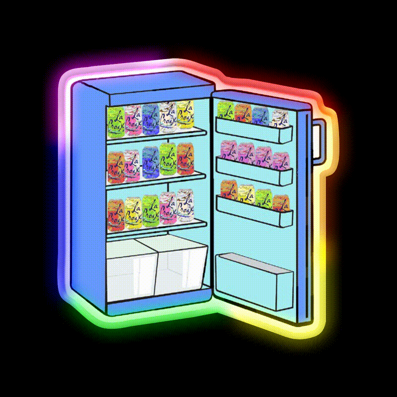 Fridge Full Of Happiness Snack Food Led Neon Sign Rgb Color - LED neon sign close-up detail
