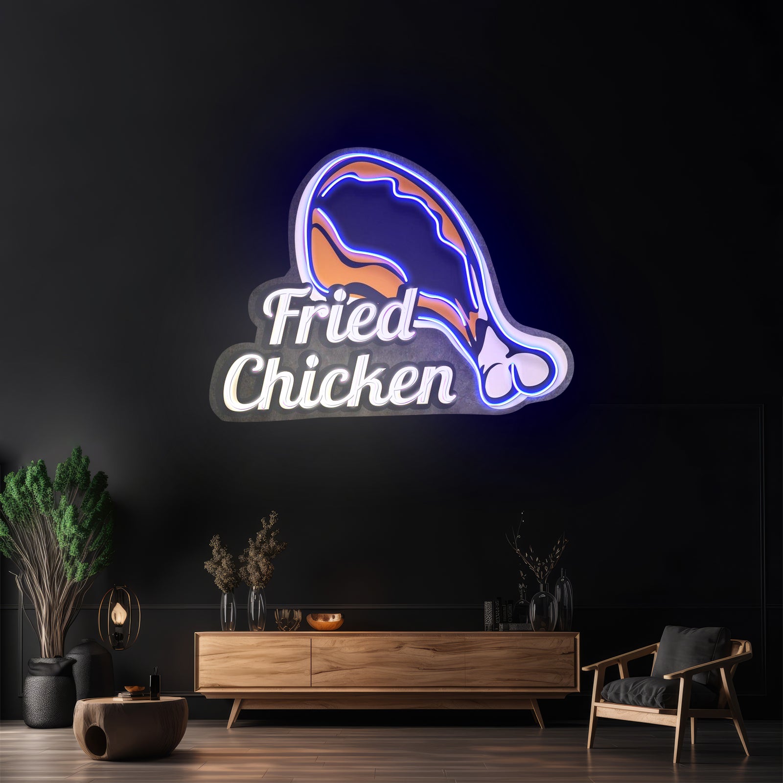 Fried Chicken Custom Led Signs Artwork For Wall Decor