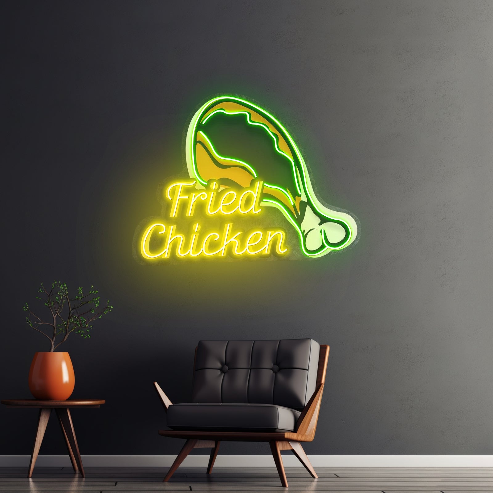 Fried Chicken Custom Led Signs Artwork For Wall Decor