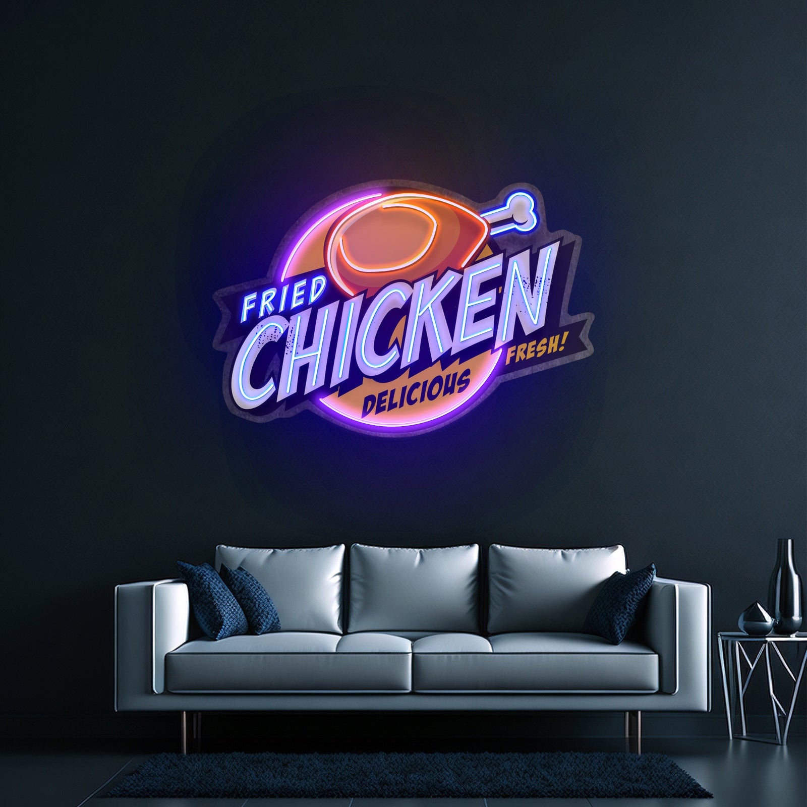 Fried Chicken Custom Neon Signs Artwork For Restaurant