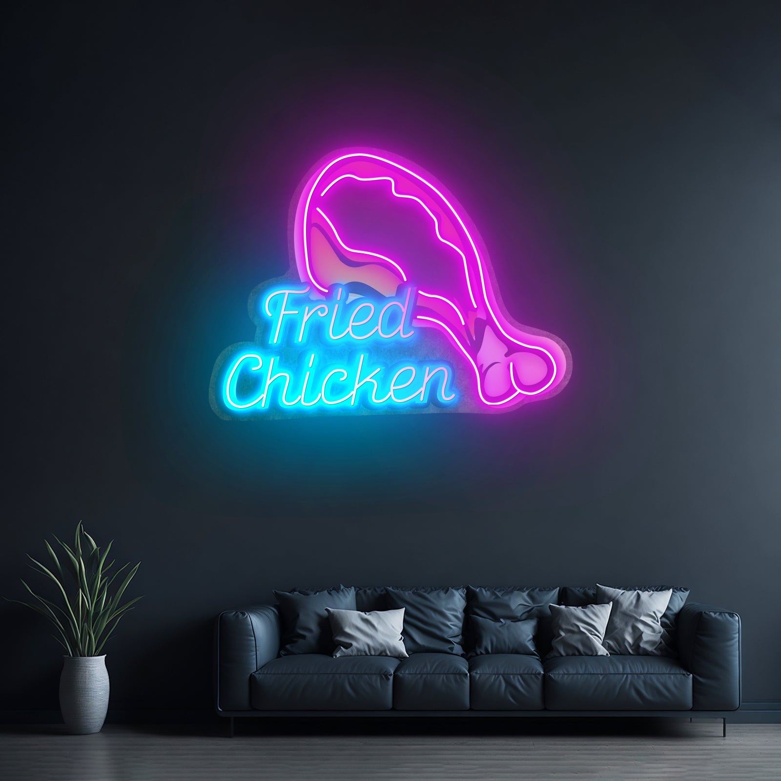 Fried Chicken Custom Neon Signs Artwork For Restaurant