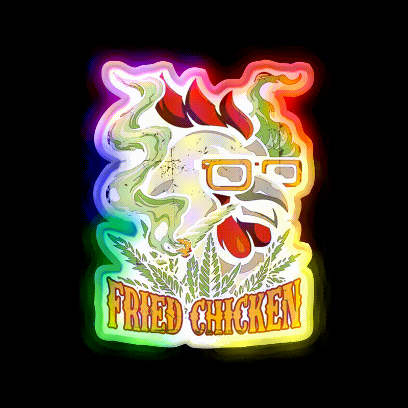 Fried Chicken Fast Food Led Neon Sign For Burger Place Wall Art Rgb Color - LED neon sign close-up detail