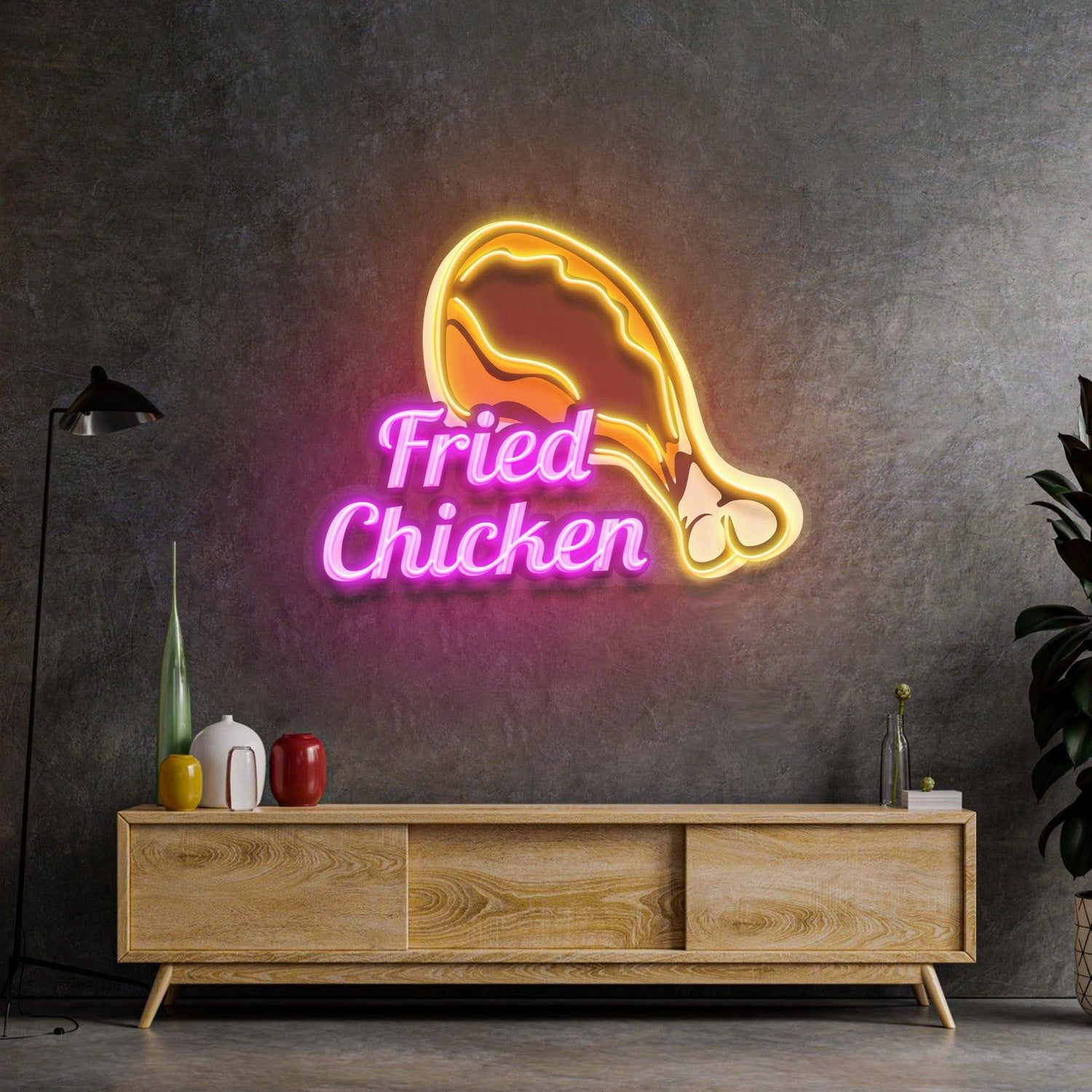 Fried Chicken Multicolor Uv Printed Led Neon Sign For Restaurant Fast Food Decor | Shineneon