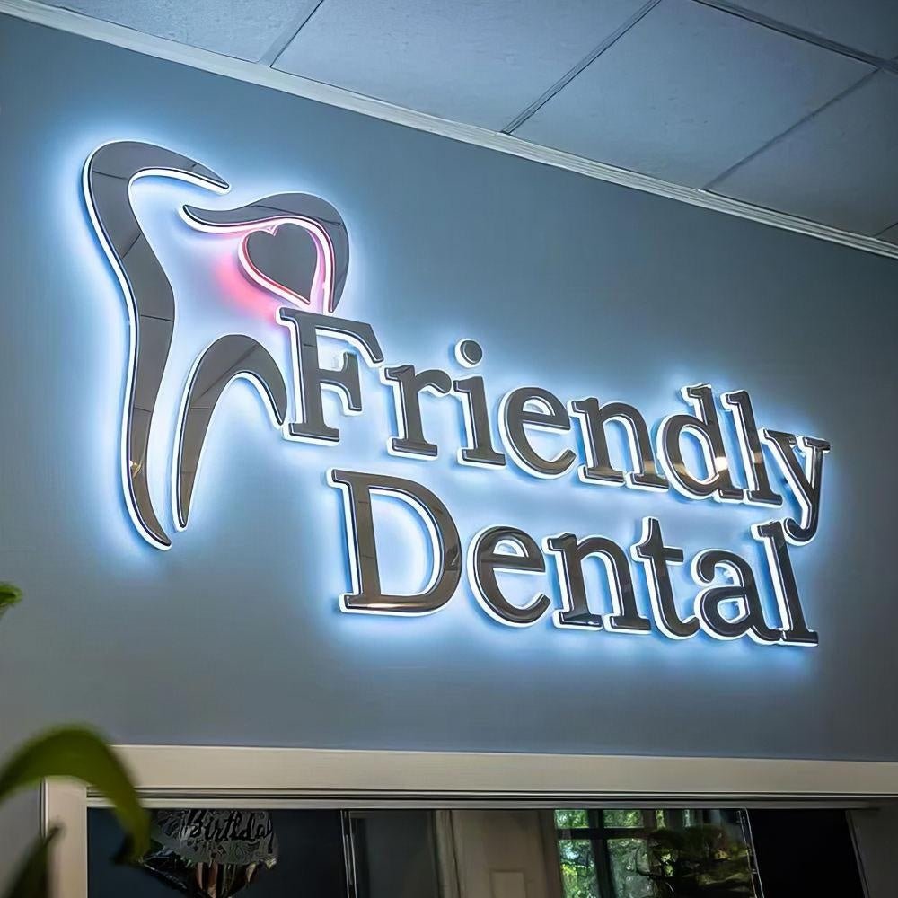 Friendly Dental 3D Backlit Letters Business Metal Led Sign - Shineneon