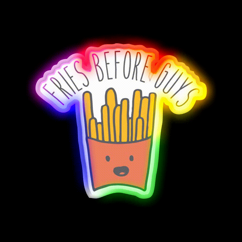 Fries Before Guys Cute French Fries Led Neon Sign For Burger Place Rgb Color - LED neon sign close-up detail
