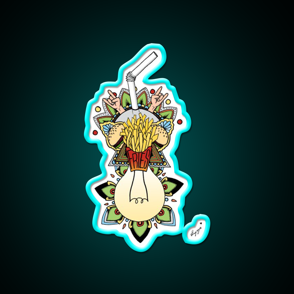 Fries Fast Food Led Neon Sign For Burger Place Rgb Color