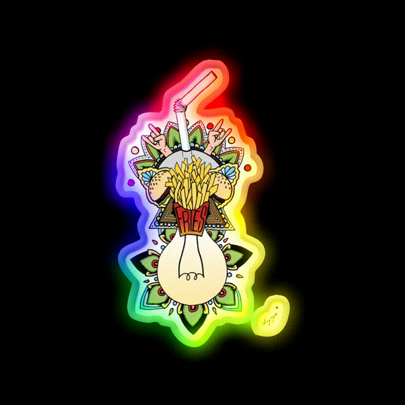 Fries Fast Food Led Neon Sign For Burger Place Rgb Color