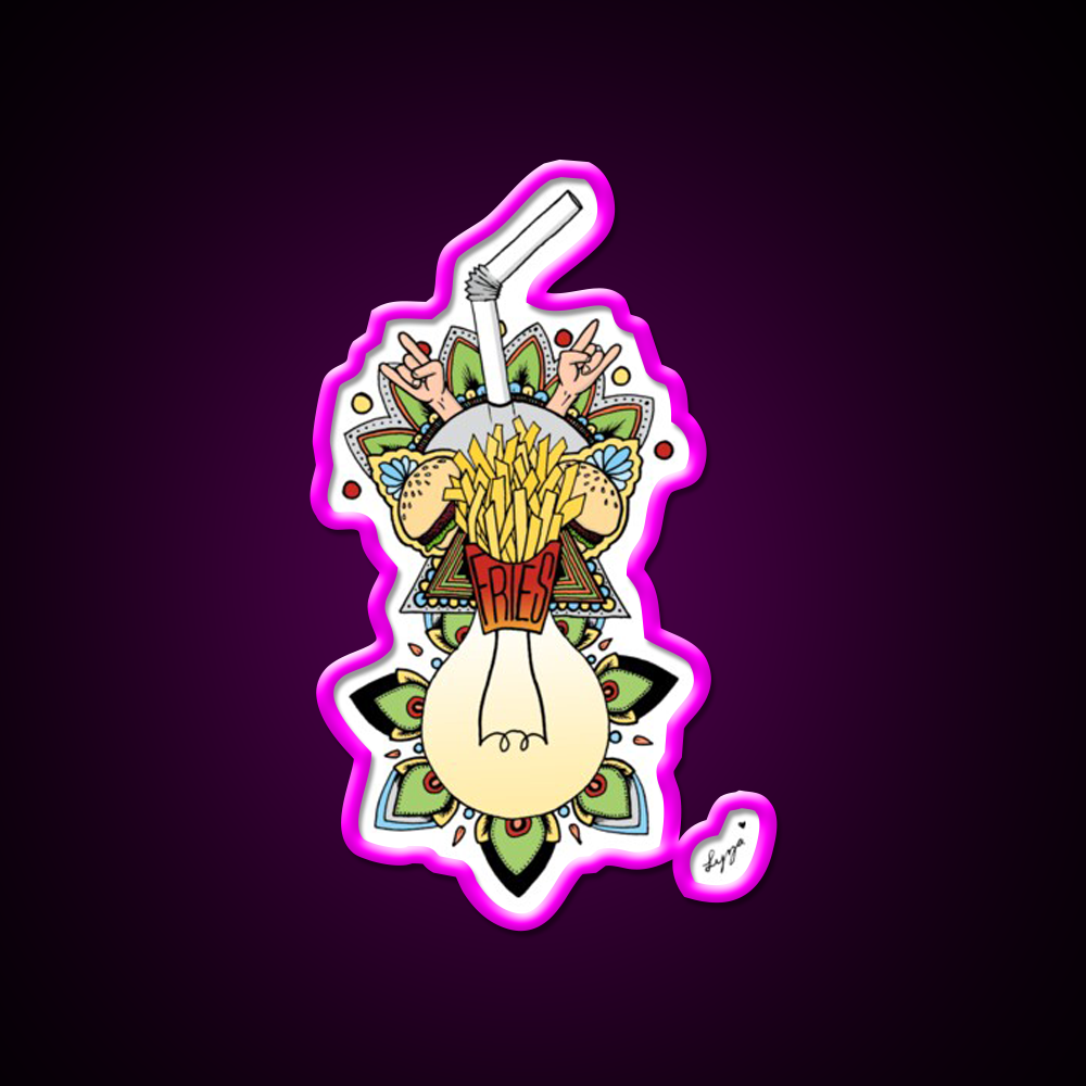 Fries Fast Food Led Neon Sign For Burger Place Rgb Color