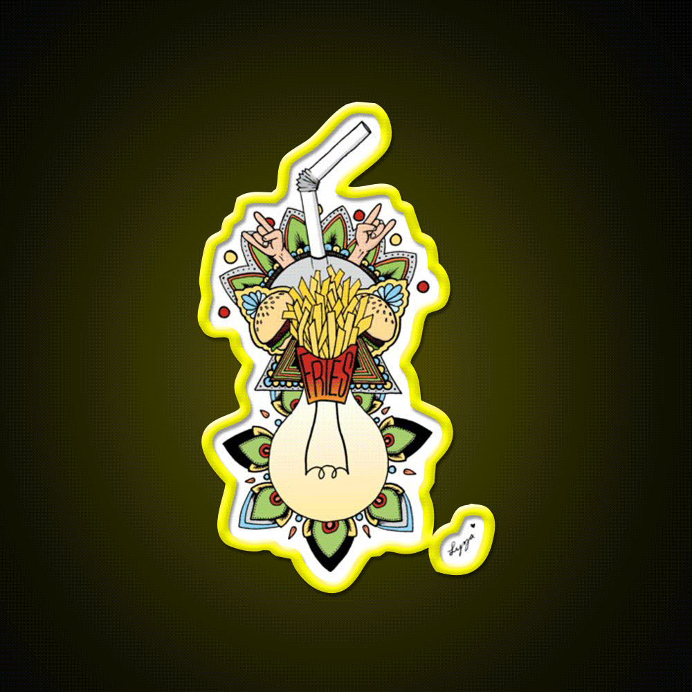 Fries Fast Food Led Neon Sign For Burger Place Rgb Color