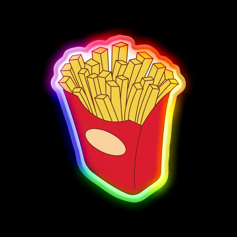 Fries Fast Food Led Neon Sign For Burger Place Wall Art Rgb Color