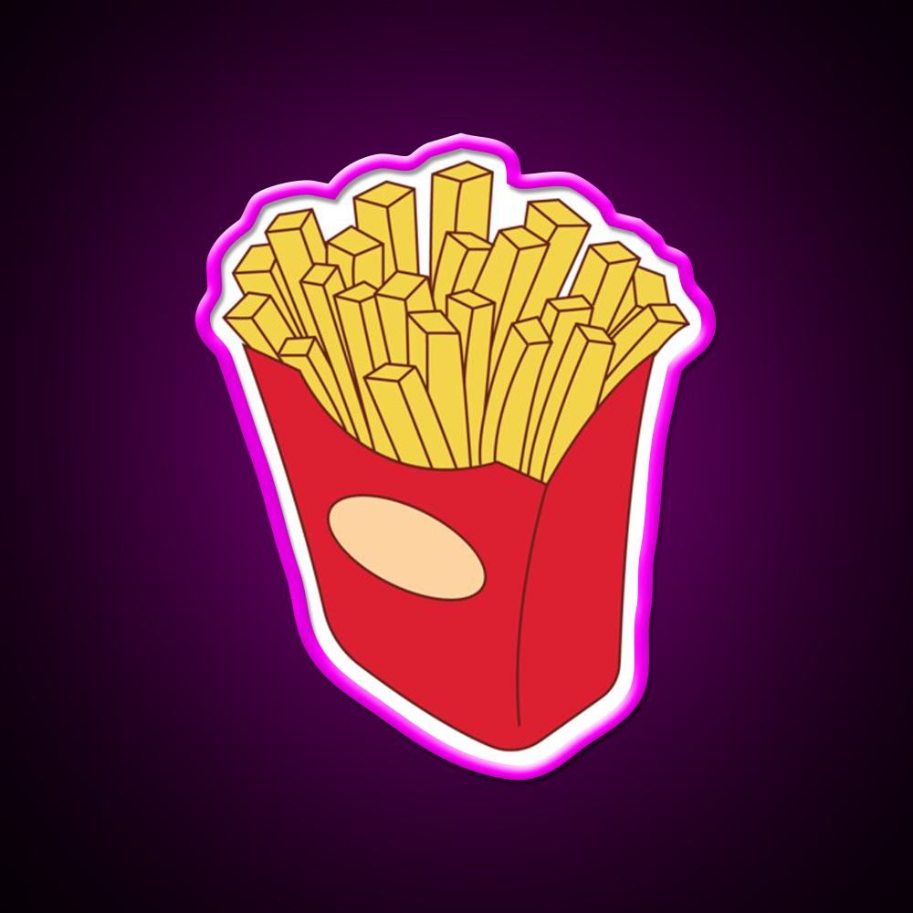 Fries Fast Food Led Neon Sign For Burger Place Wall Art Rgb Color
