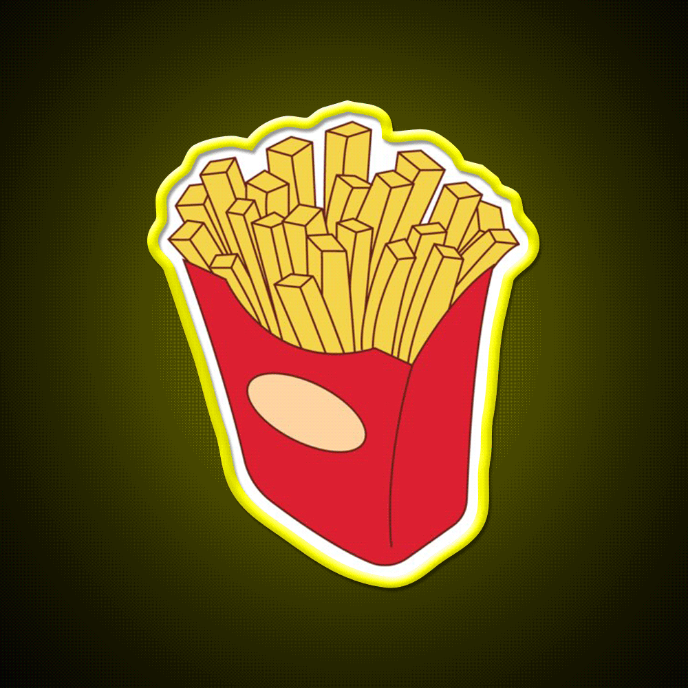 Fries Fast Food Led Neon Sign For Burger Place Wall Art Rgb Color