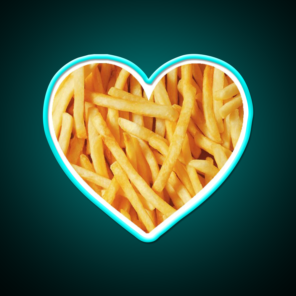 Fries Love Fast Food Led Neon Sign For Burger Place Rgb Color