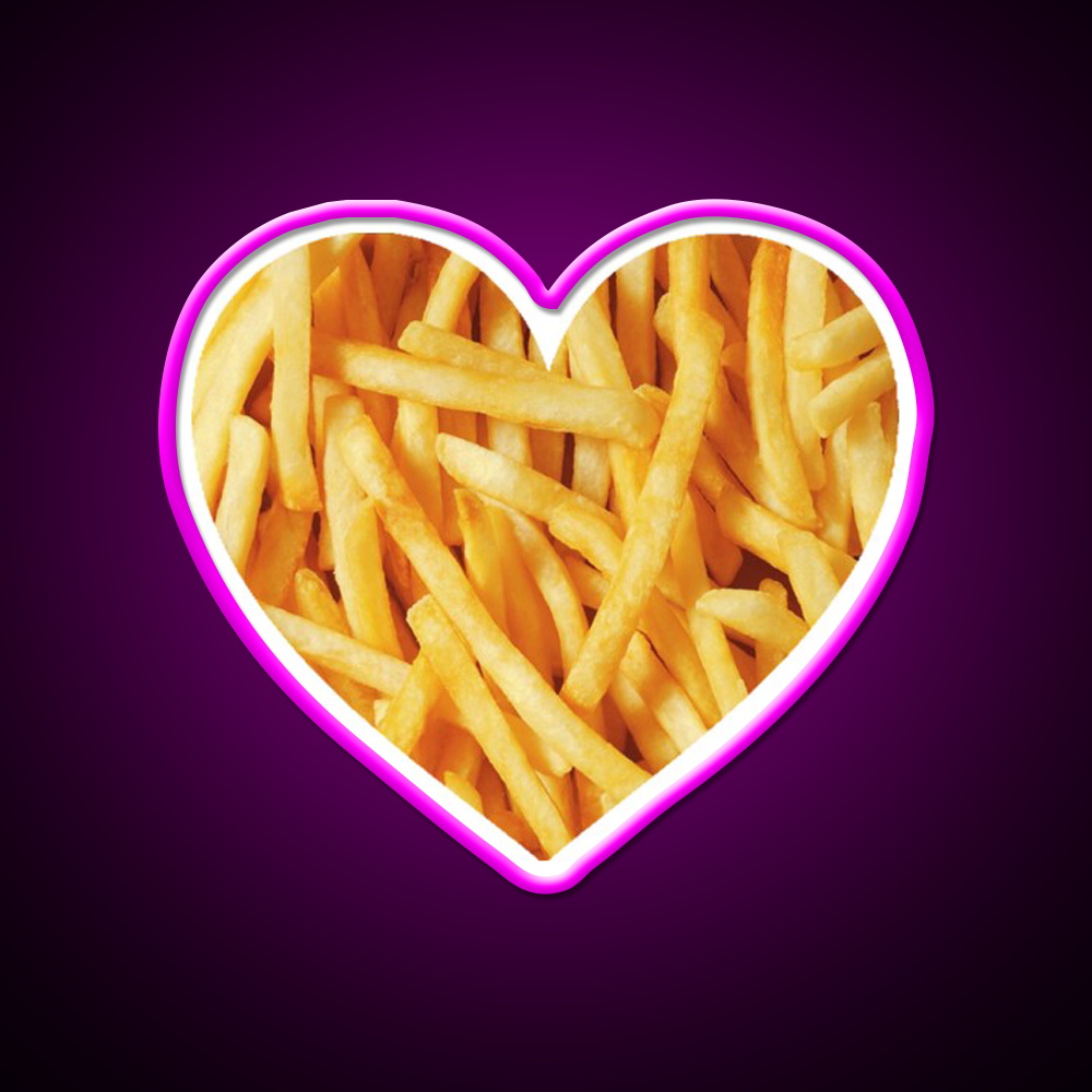 Fries Love Fast Food Led Neon Sign For Burger Place Rgb Color