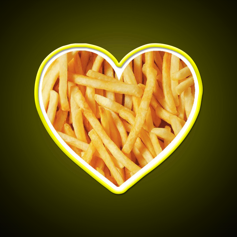 Fries Love Fast Food Led Neon Sign For Burger Place Rgb Color