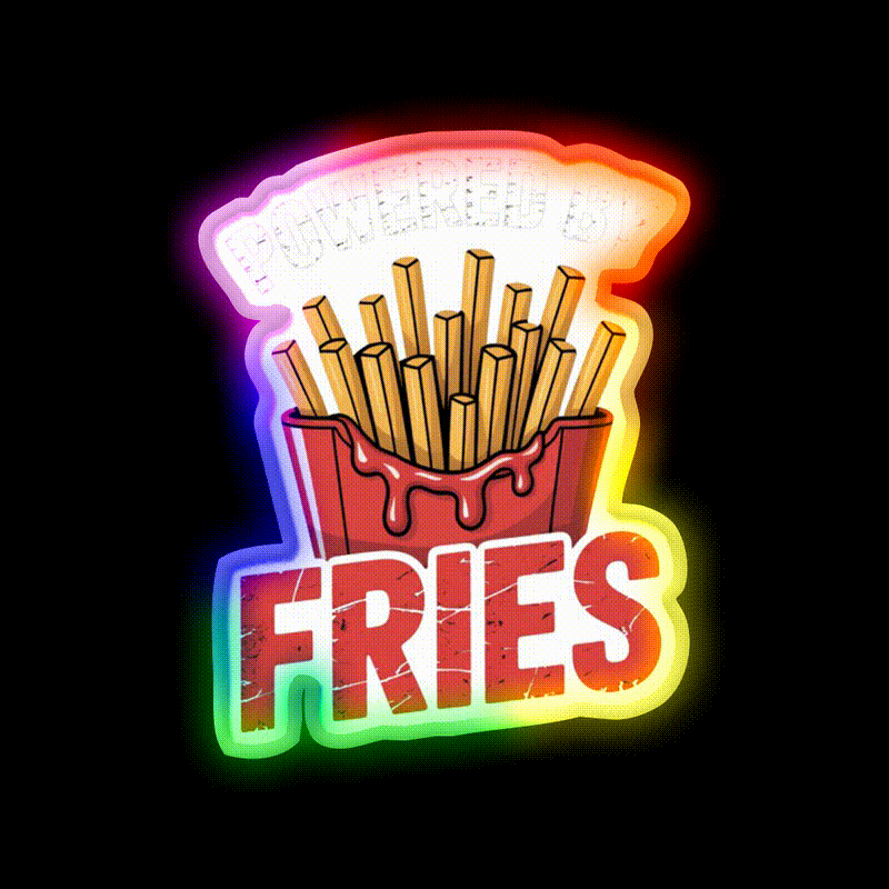 Fries Lovers French Fries Fast Food Led Neon Sign For Burger Place Rgb Color