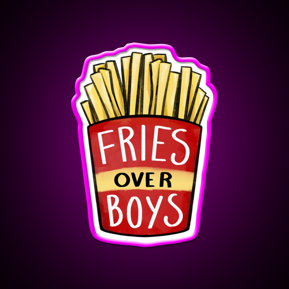Fries Over Boys Fast Food Led Neon Sign For Burger Place Rgb Color