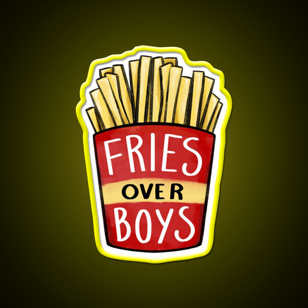 Fries Over Boys Fast Food Led Neon Sign For Burger Place Rgb Color