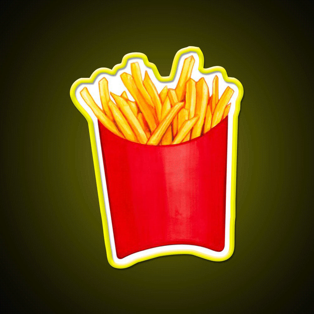 Fries Pattern 2 White Fast Food Led Neon Sign For Burger Place Rgb Color